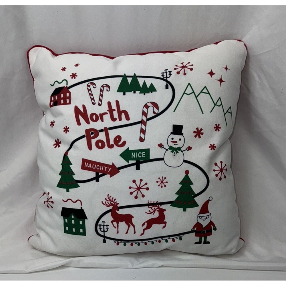 North Pole Christmas Throw Pillow 18" X 18"‎